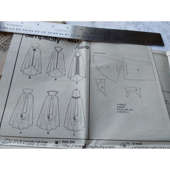 Simplicity sewing pattern cape with hood or high collar UNCUT Vintage Closet - Picture 6 of 6